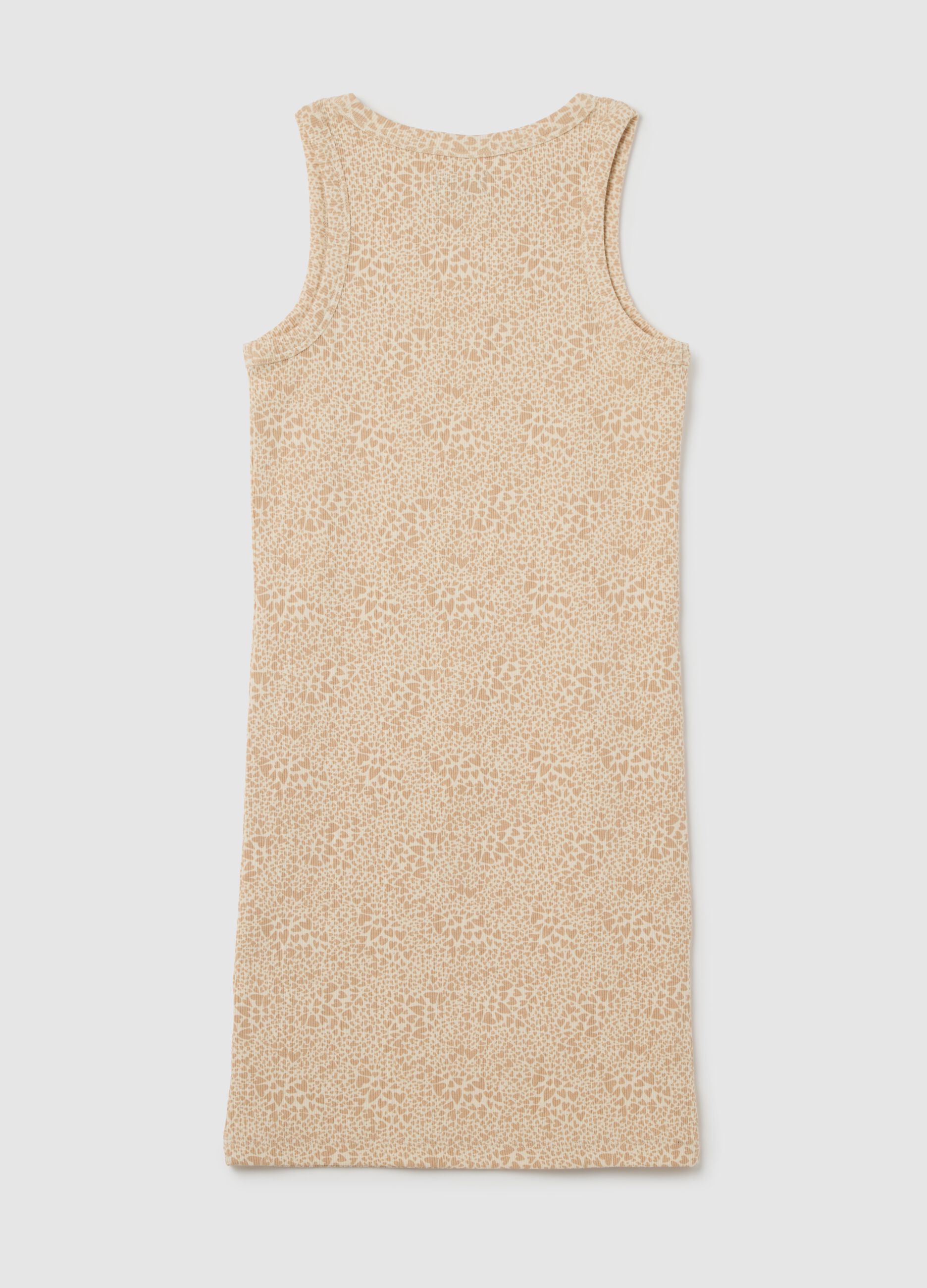 Abito da ragazza in cotone elasticizzato beige senza maniche