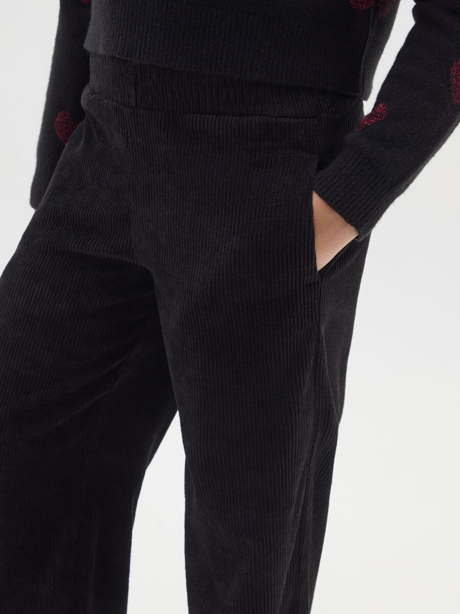 Pantaloni neri da ragazza in velluto a coste relaxed fit_2
