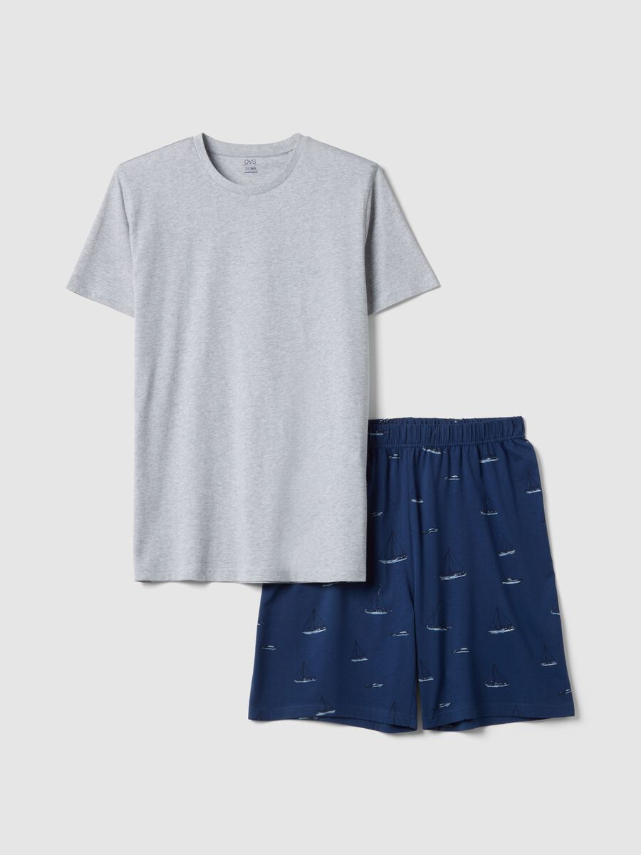 Multicoloured regular fit pyjamas in pure organic cotton with prints_4