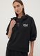 Black hooded sweatshirt in stretchy viscose jersey, regular fit_0