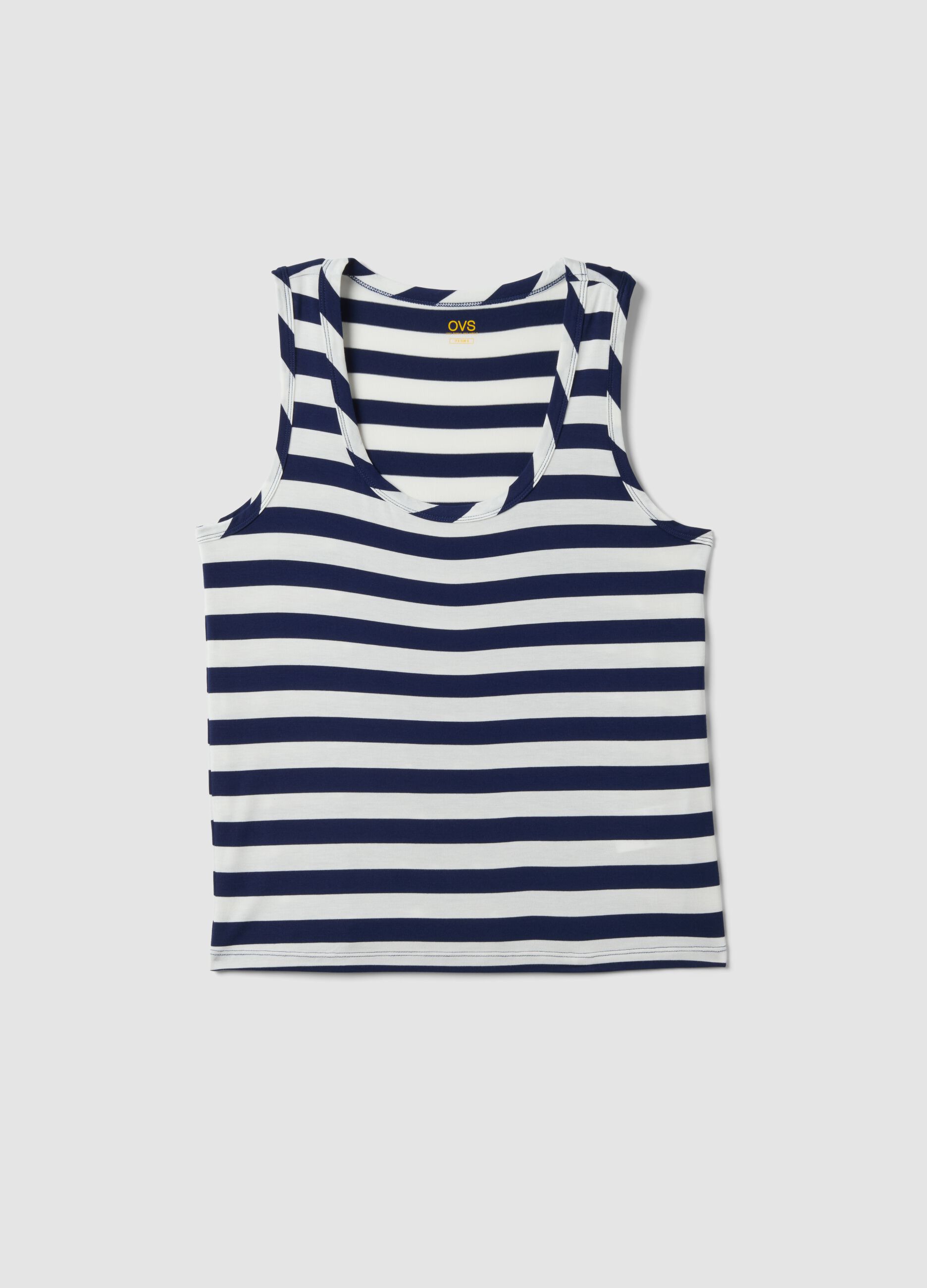 Multicolour striped regular-fit stretch viscose tank top
