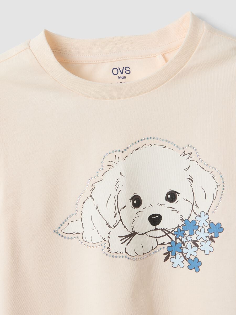 T-shirt beige in puro cotone organico con girocollo_3