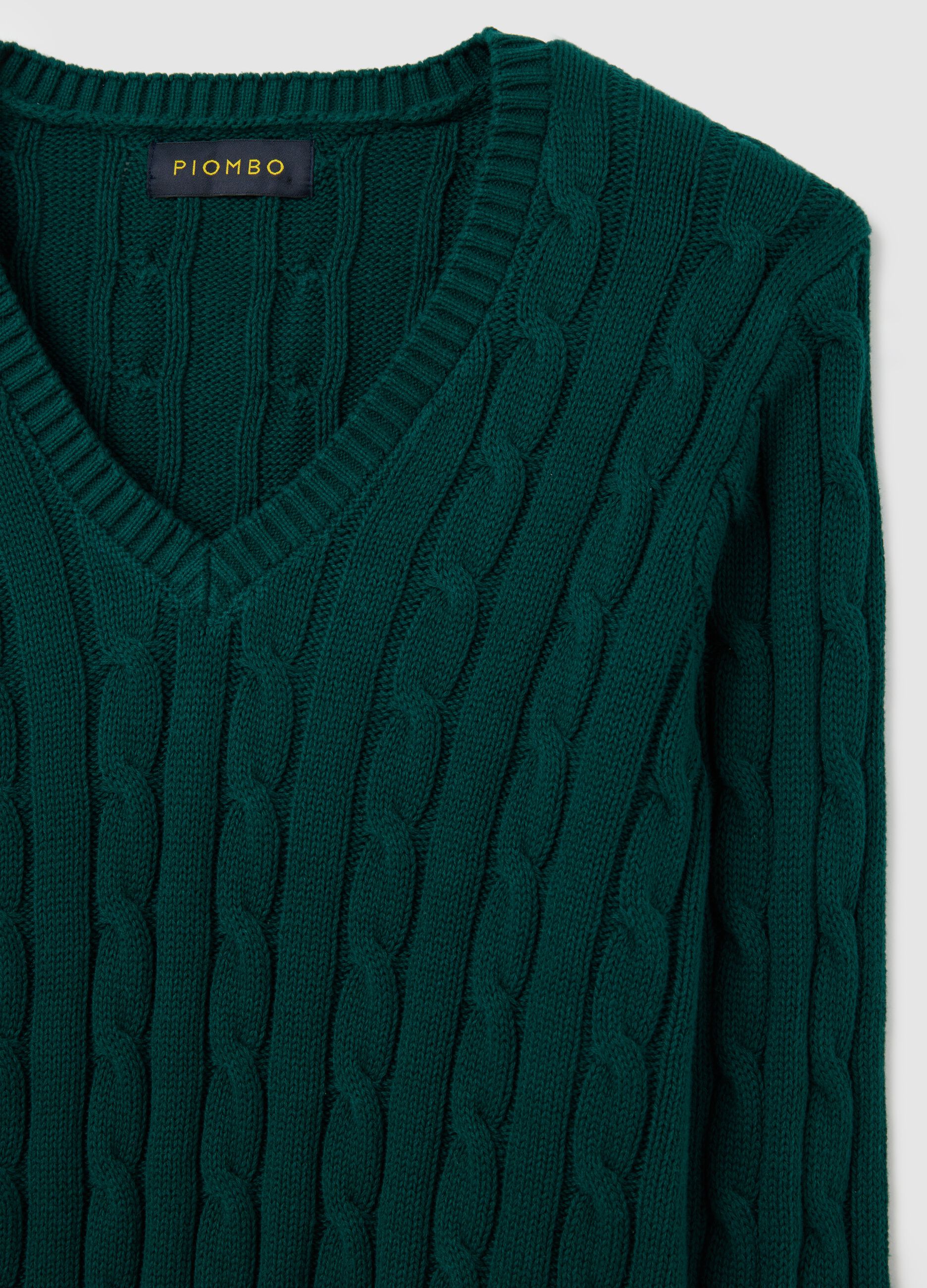 Maglione in puro cotone verde regular fit