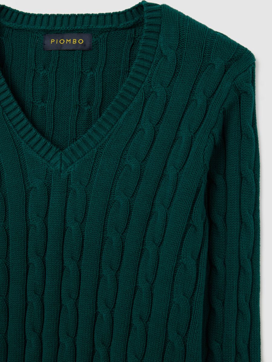 Maglione in puro cotone verde regular fit_5