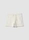Girls' white shorts in 100% organic cotton with elasticated waistband_0