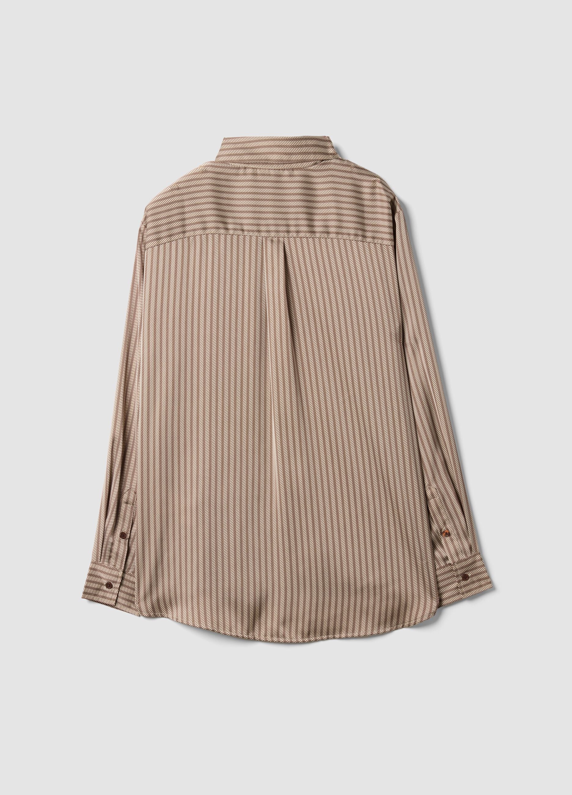 Beige patterned stretch shirt, regular fit