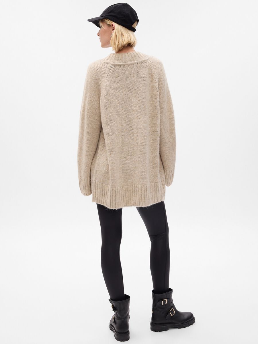 Cardigan in lana e alpaca con bottoni striati_1