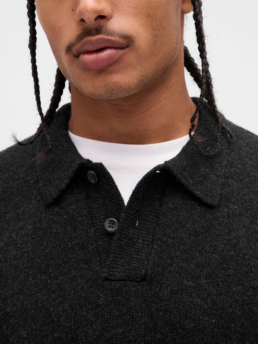 Black sweater in wool and polyamide blend_3