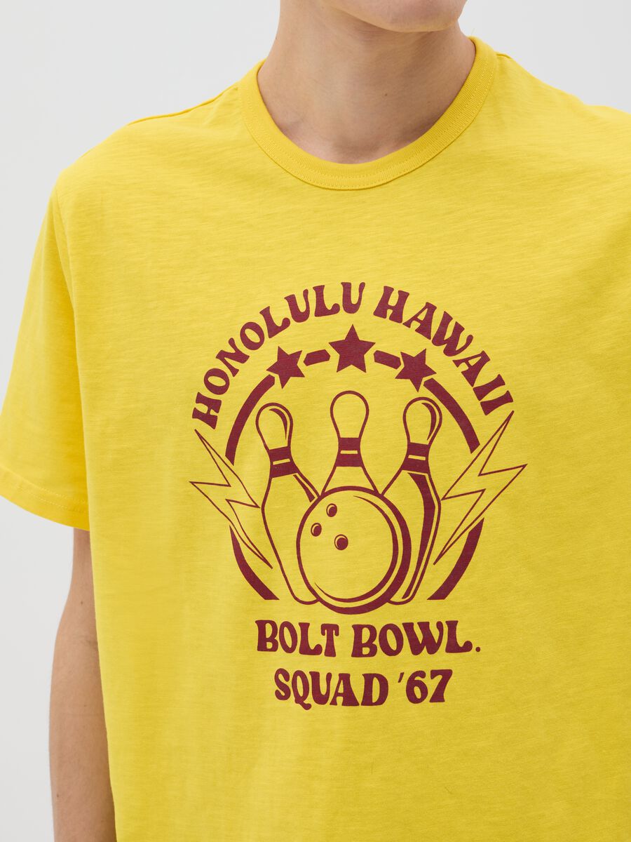 Cotton T-shirt with bowling motif print_2