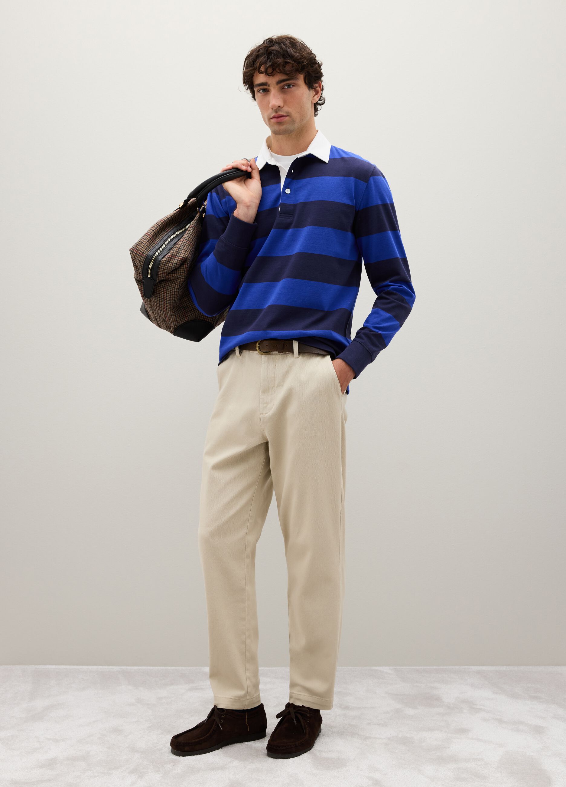 Brown Wool Blend Shoulder Bag