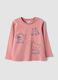 Maglietta rosa in puro cotone organico con stampa animaletti per bimba_0