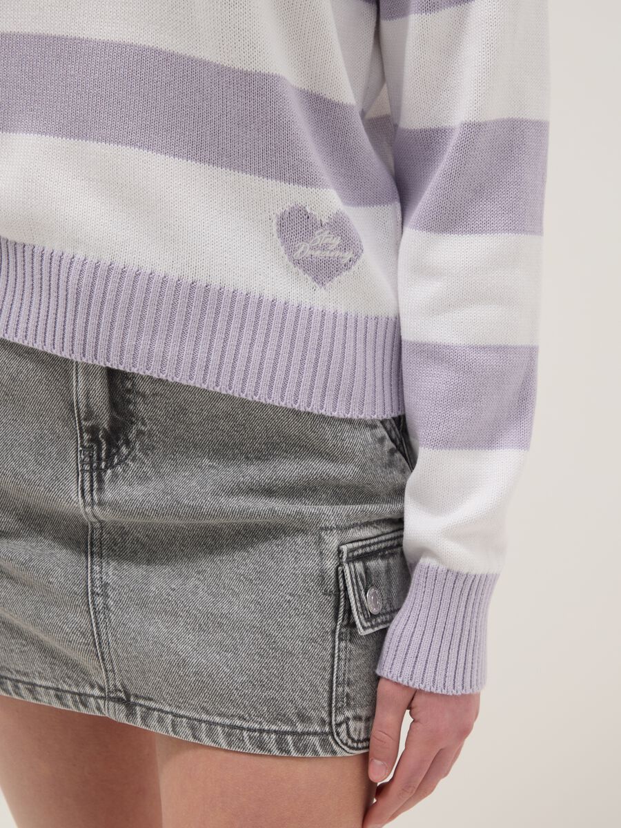 Maglione in misto cotone a righe multicolor da ragazza regular fit_2