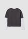 Girls&rsquo; grey oversized pure cotton T-shirt with double sleeves_4