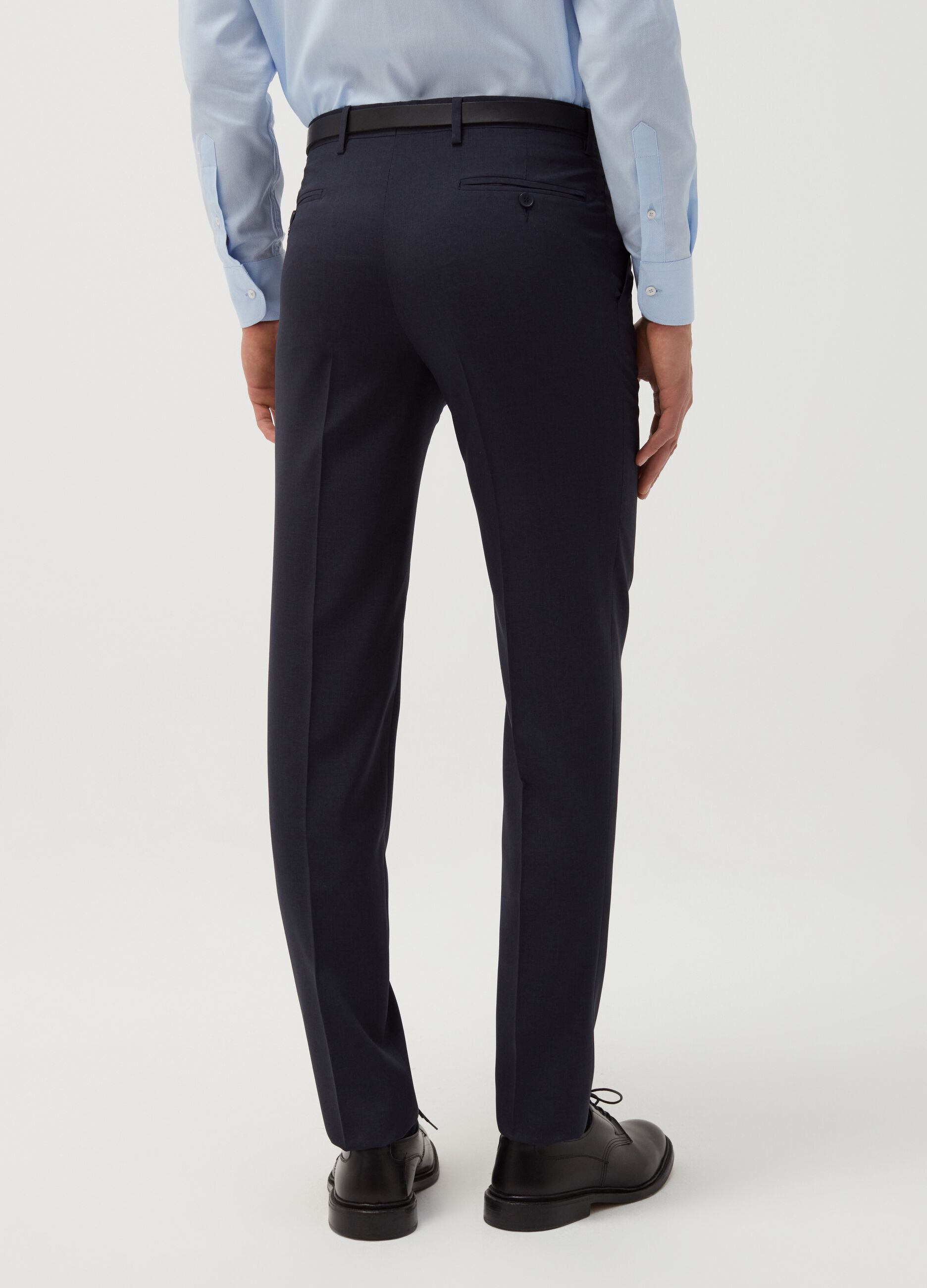 Solid colour regular-fit trousers