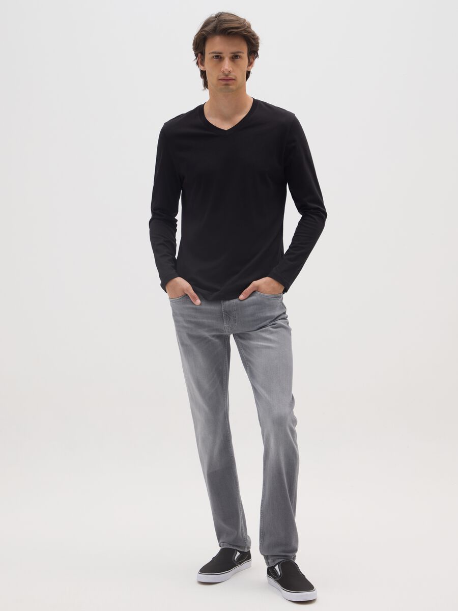 Jeans denim in cotone grigi slim fit_0