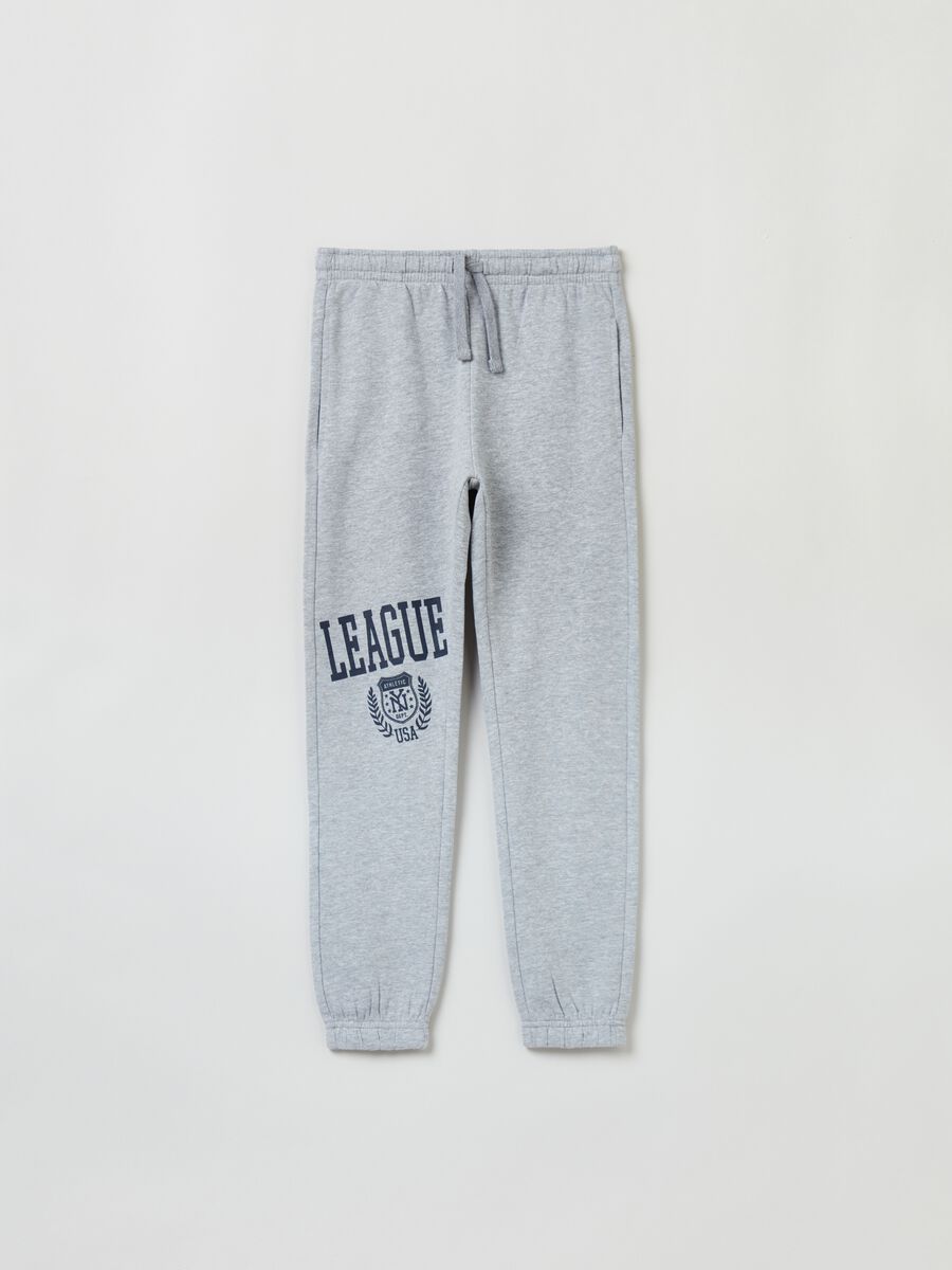 Joggers in felpa con coulisse e stampa_0