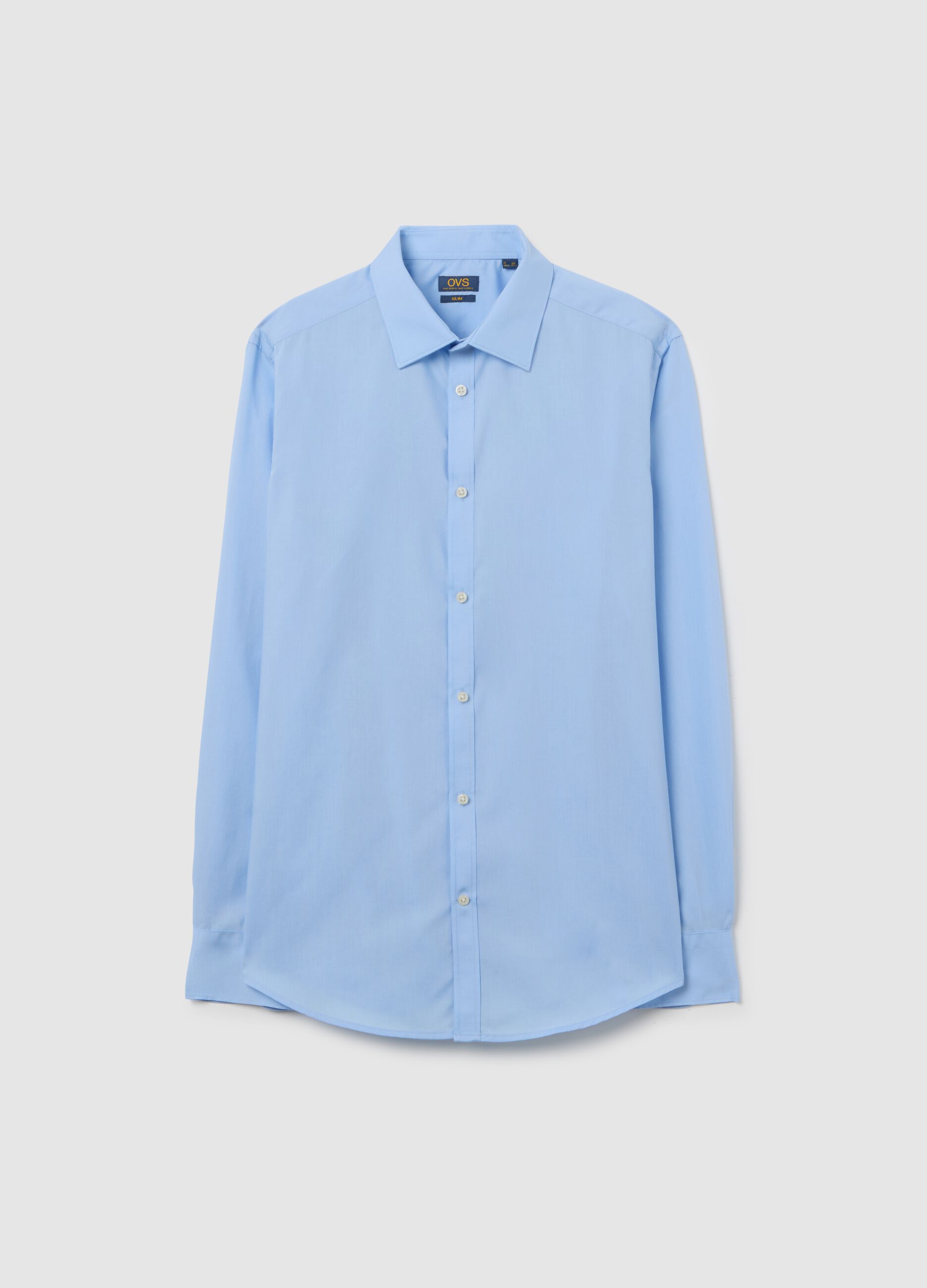 Camicia azzurra slim in misto cotone