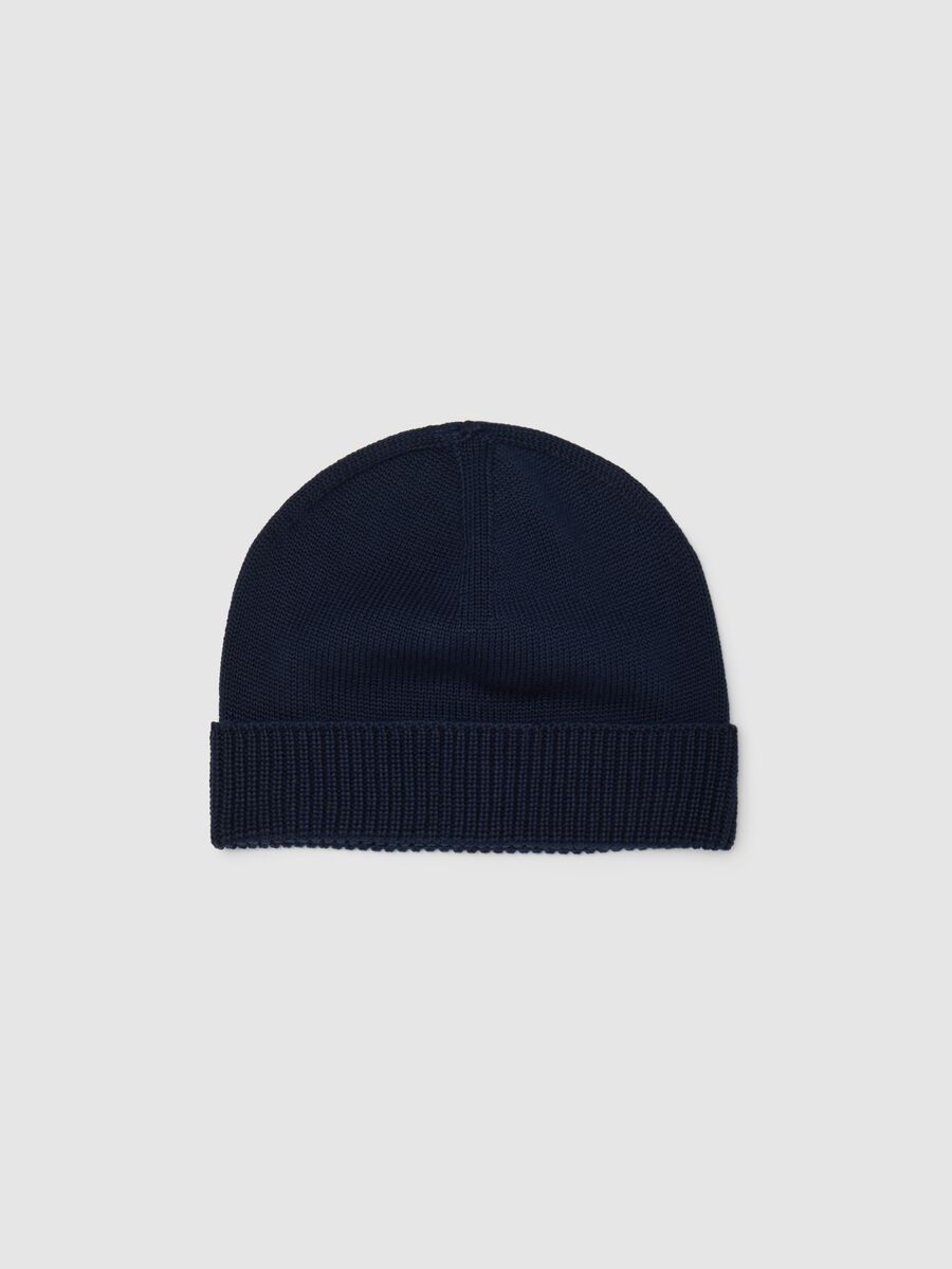 Blue cotton beanie hat_0