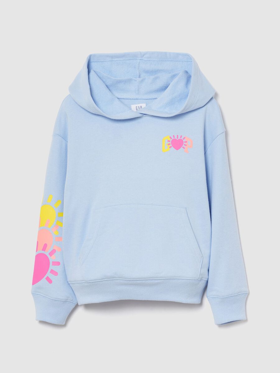 Felpa con logo e cappuccio in misto cotone_0