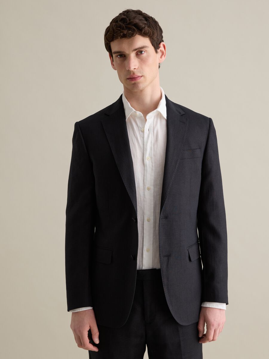 Contemporary regular-fit single-breasted blazer in linen_0