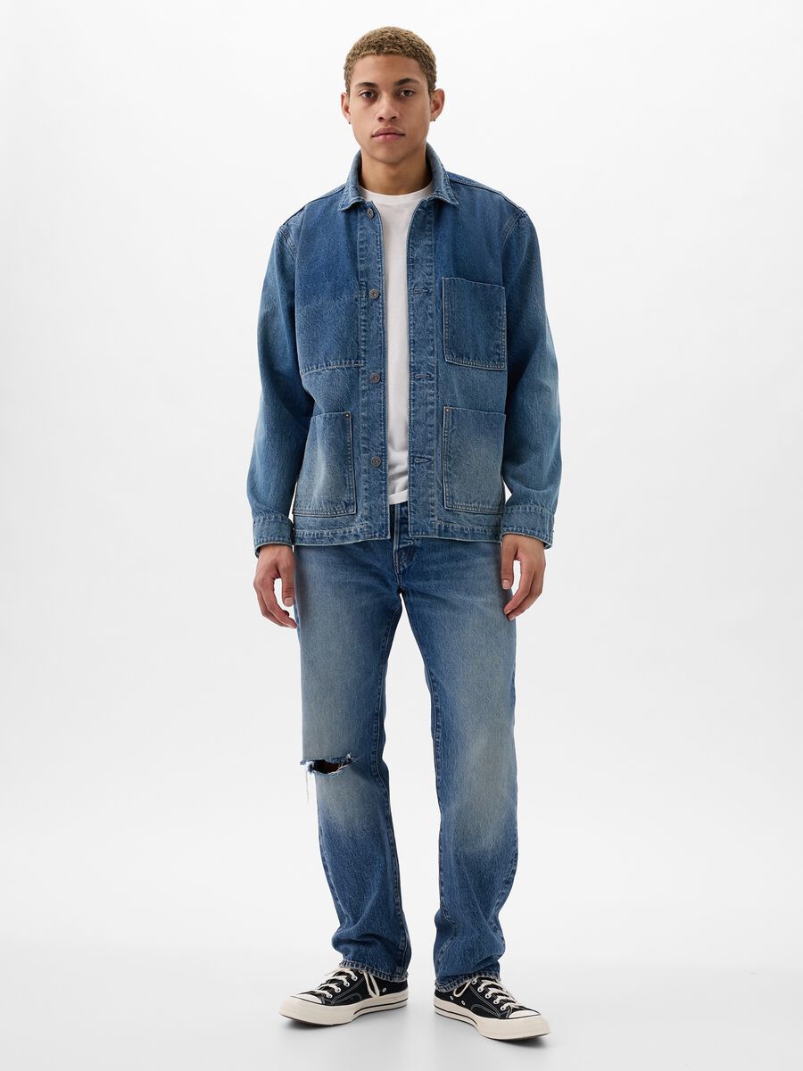 Short relaxed-fit jacket in denim_0