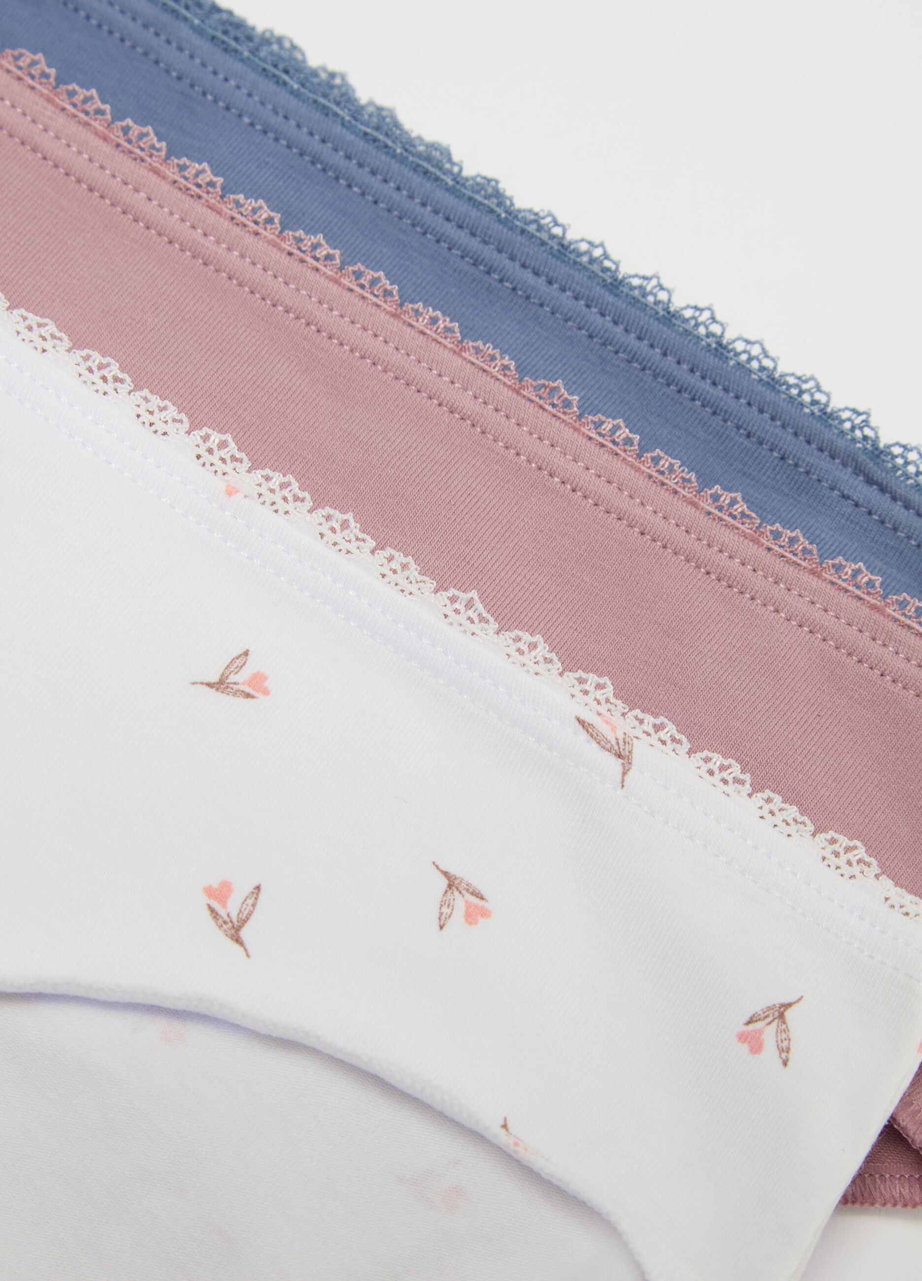 Tripack slip in cotone stretch con stampa