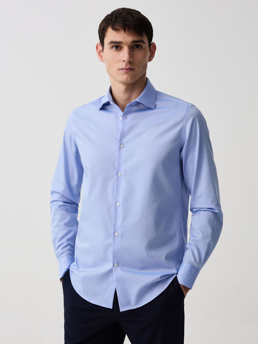 Camicia slim fit in cotone oxford no stiro_0