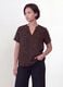 Brown pure viscose blouse with Mandarin collar and animal print, regular fit_1