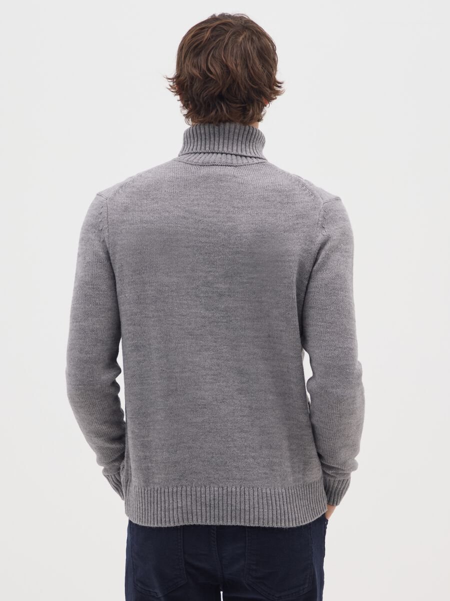 Grey turtleneck regular fit with jacquard pattern_2