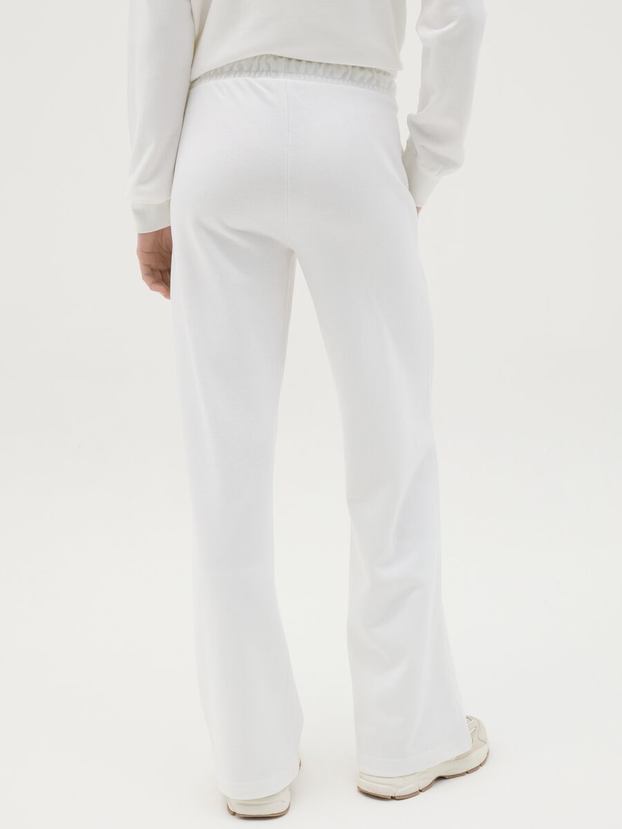 White flare joggers with drawstring and logo print_3