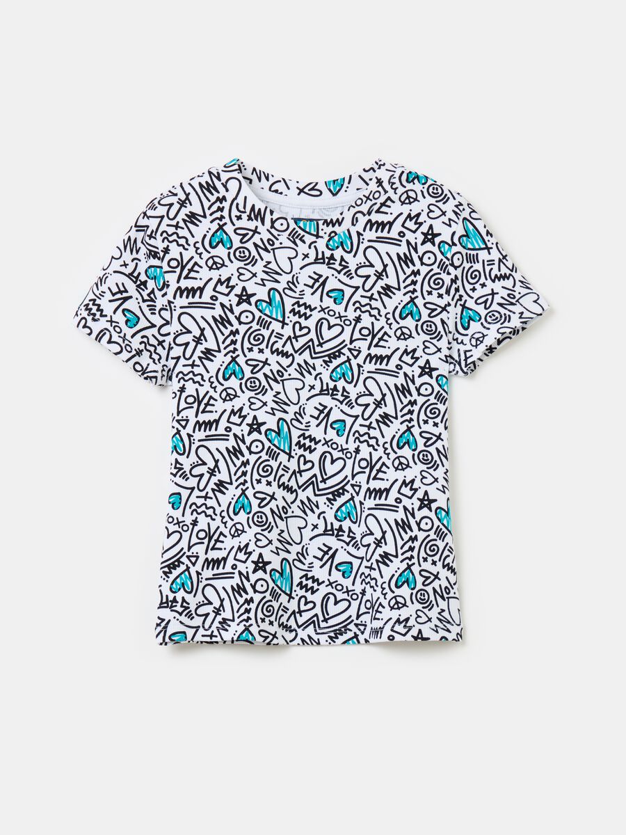 Printed cotton stretch T-shirt_0