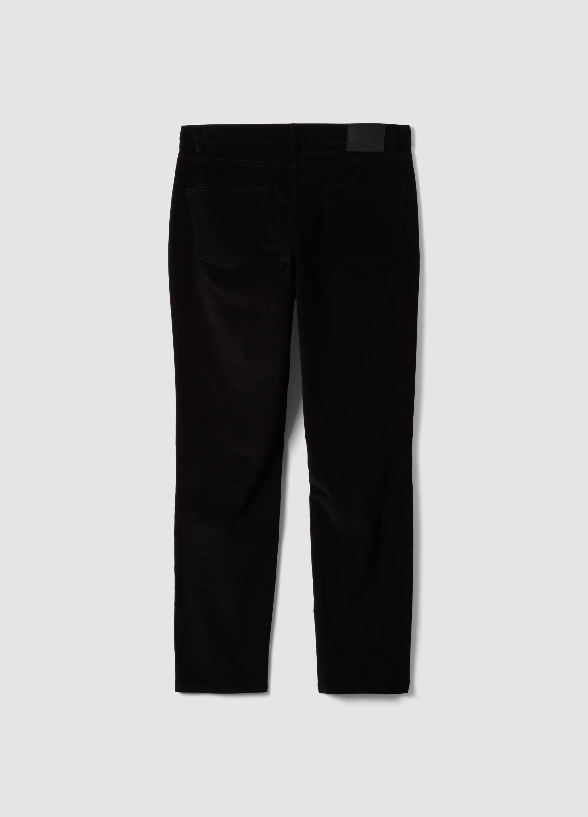 Black ribbed slim-fit stretch cotton trousers