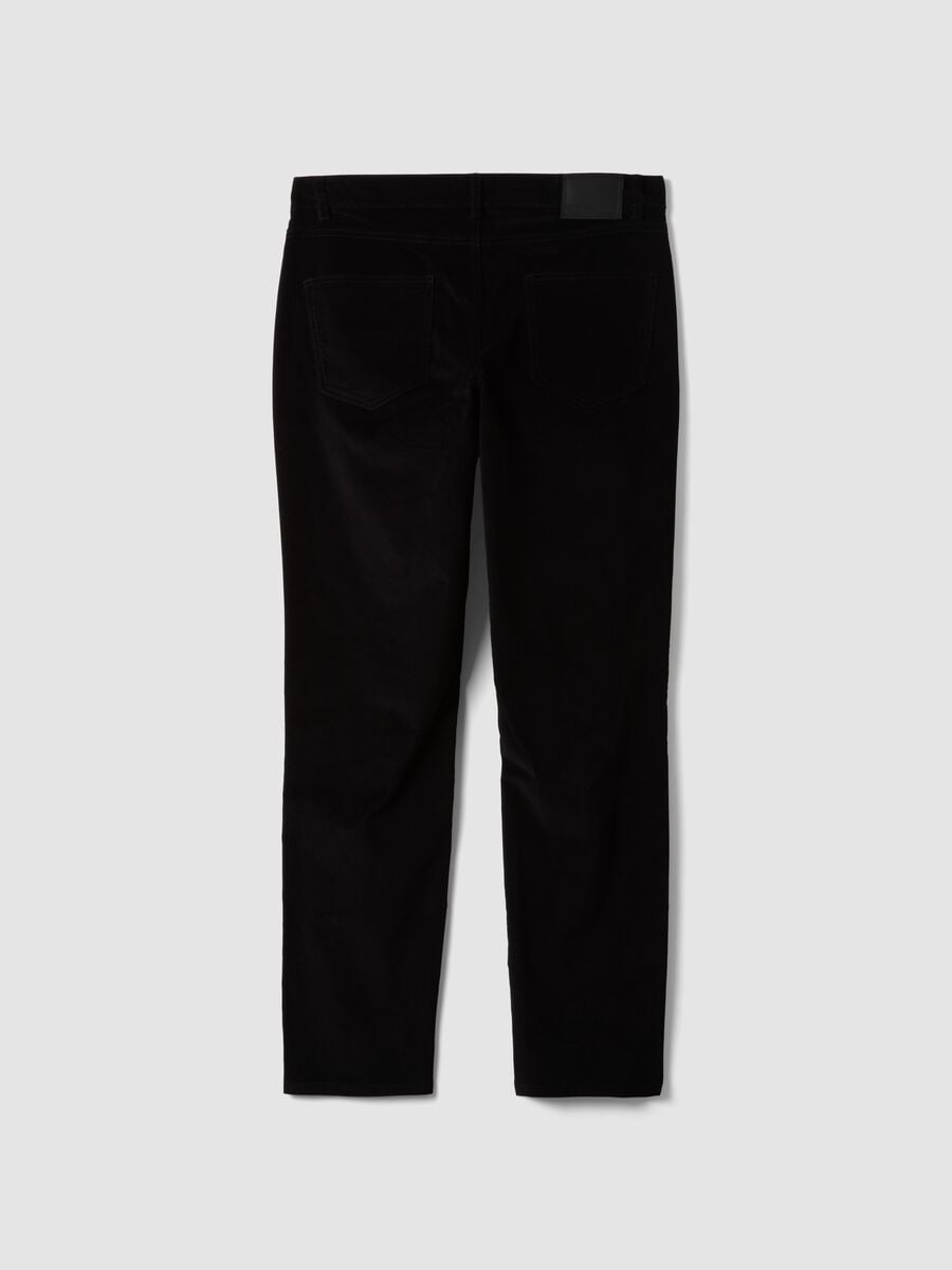 Pantaloni neri a costine in cotone elasticizzato slim fit_2
