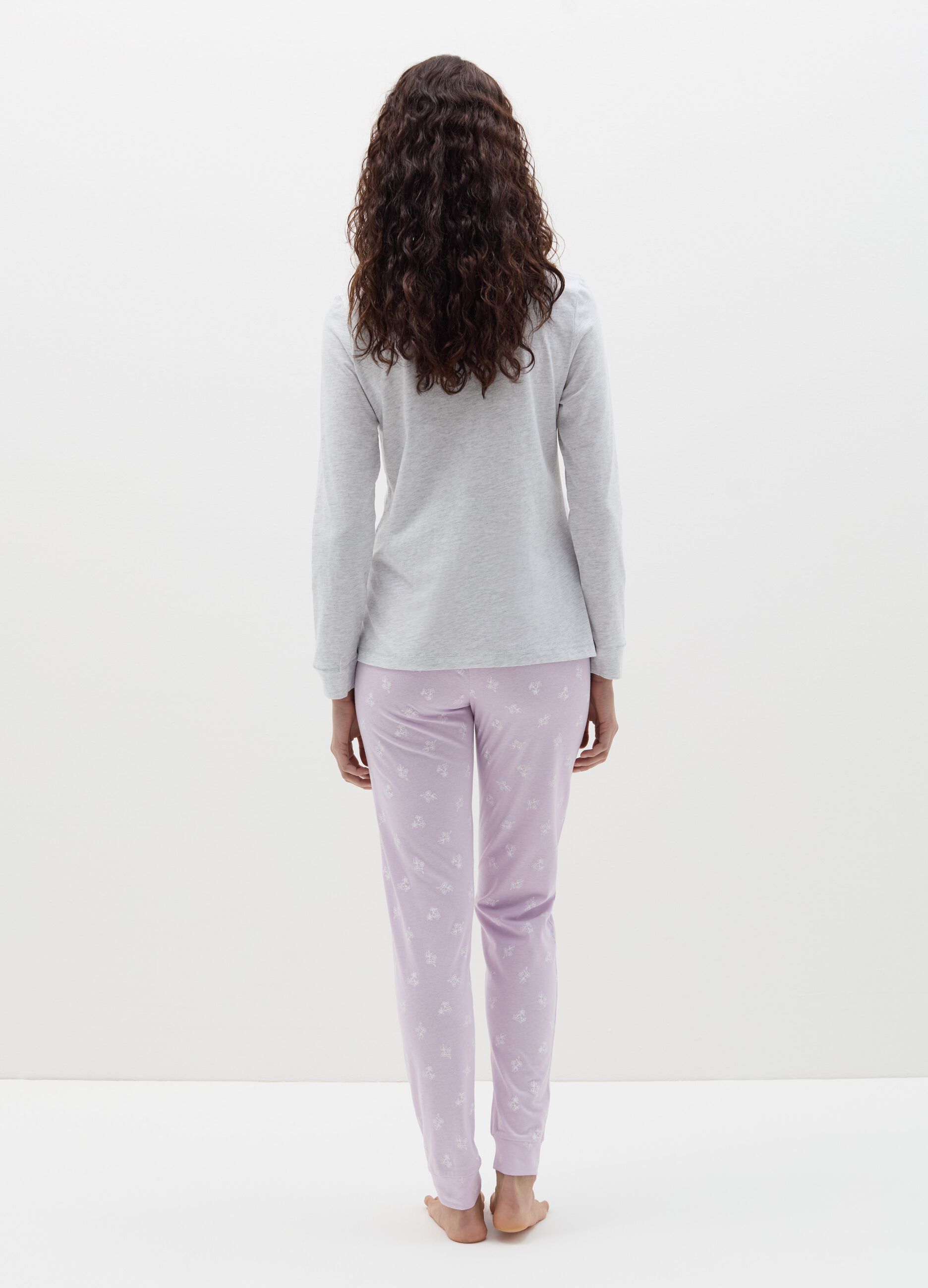 Cotton pyjamas with bouclé lettering
