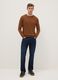 Brown crew neck pullover in regular fit cotton blend_0