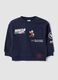 Blue pure cotton crew-neck sweatshirt with Mickey print, oversized fit for boys_0