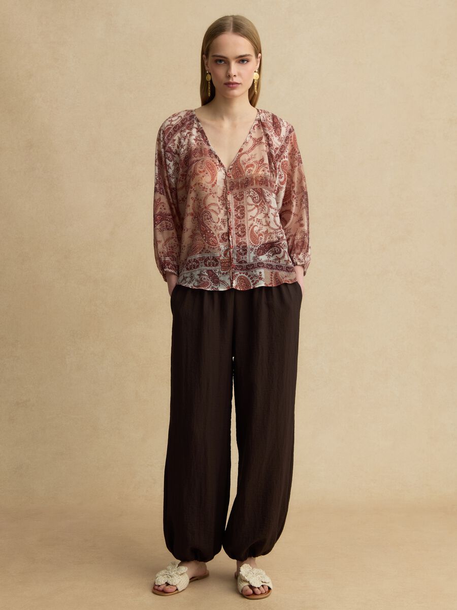 Blusa in misto lyocell multicolor regular fit con bottoni_2