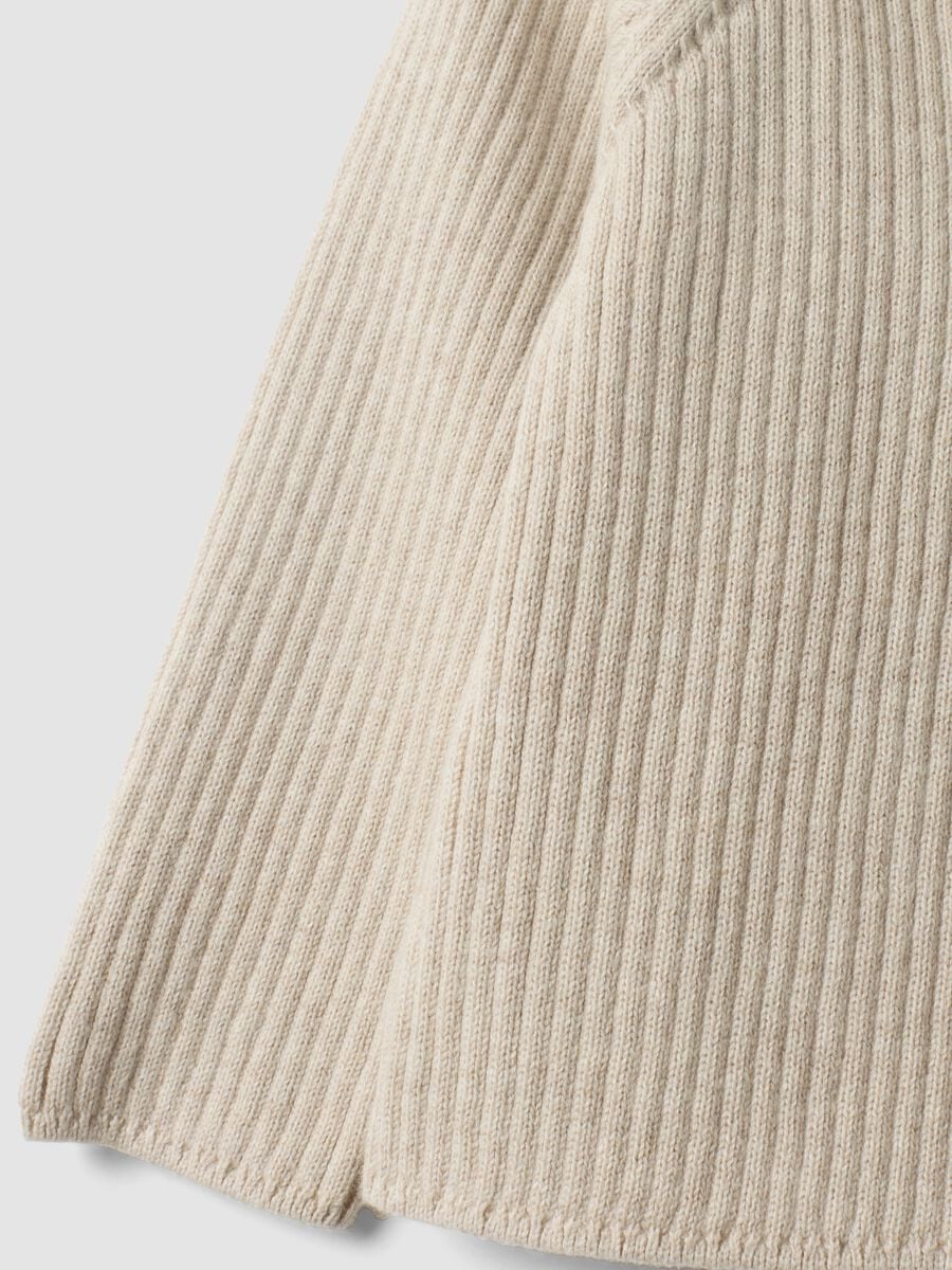 Cardigan beige in puro cotone organico a costine per neonata_3