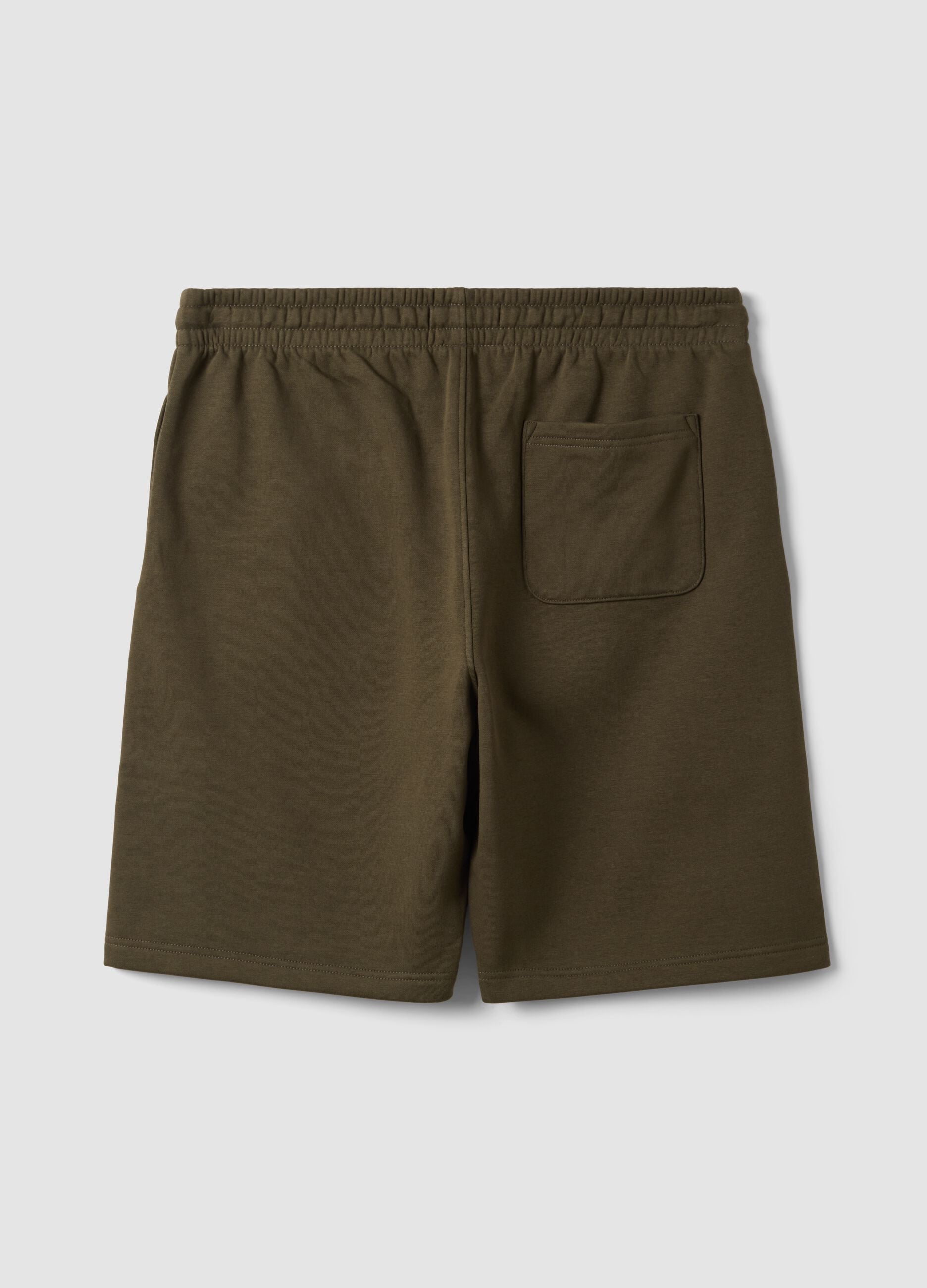 Green cotton-blend shorts with elasticated waistband, regular fit