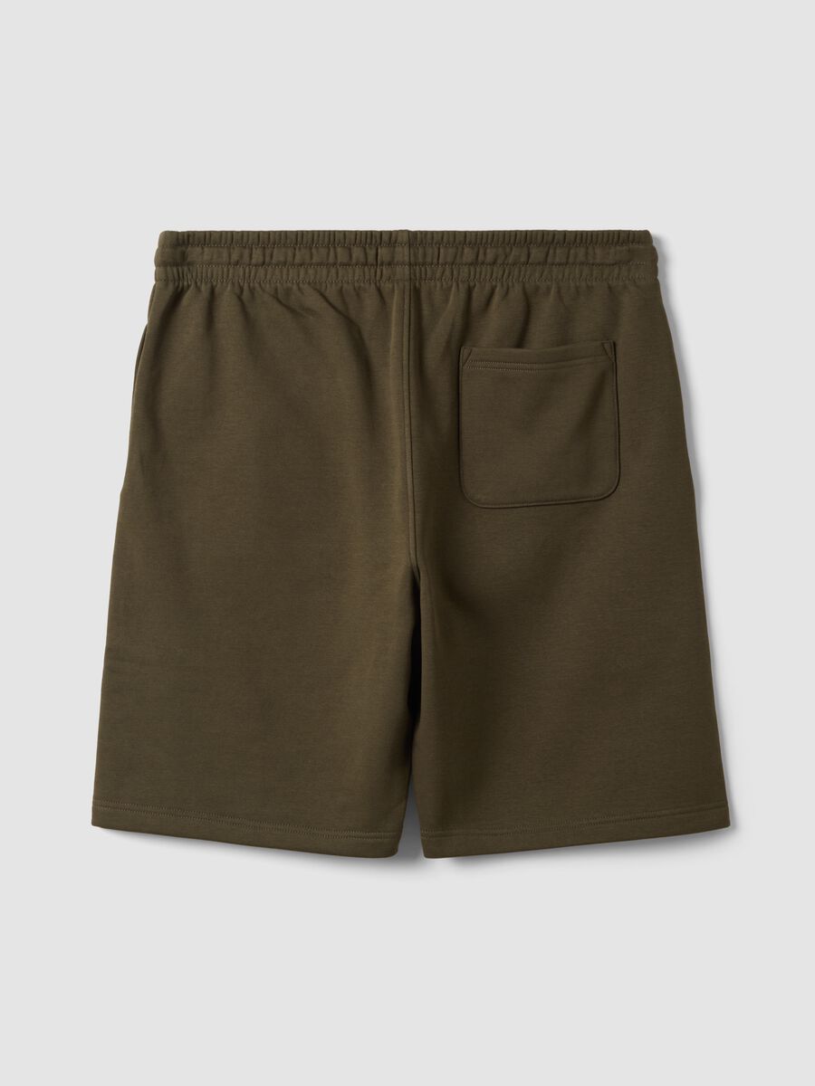 Shorts verdi in misto cotone con vita elasticizzata regular fit_6