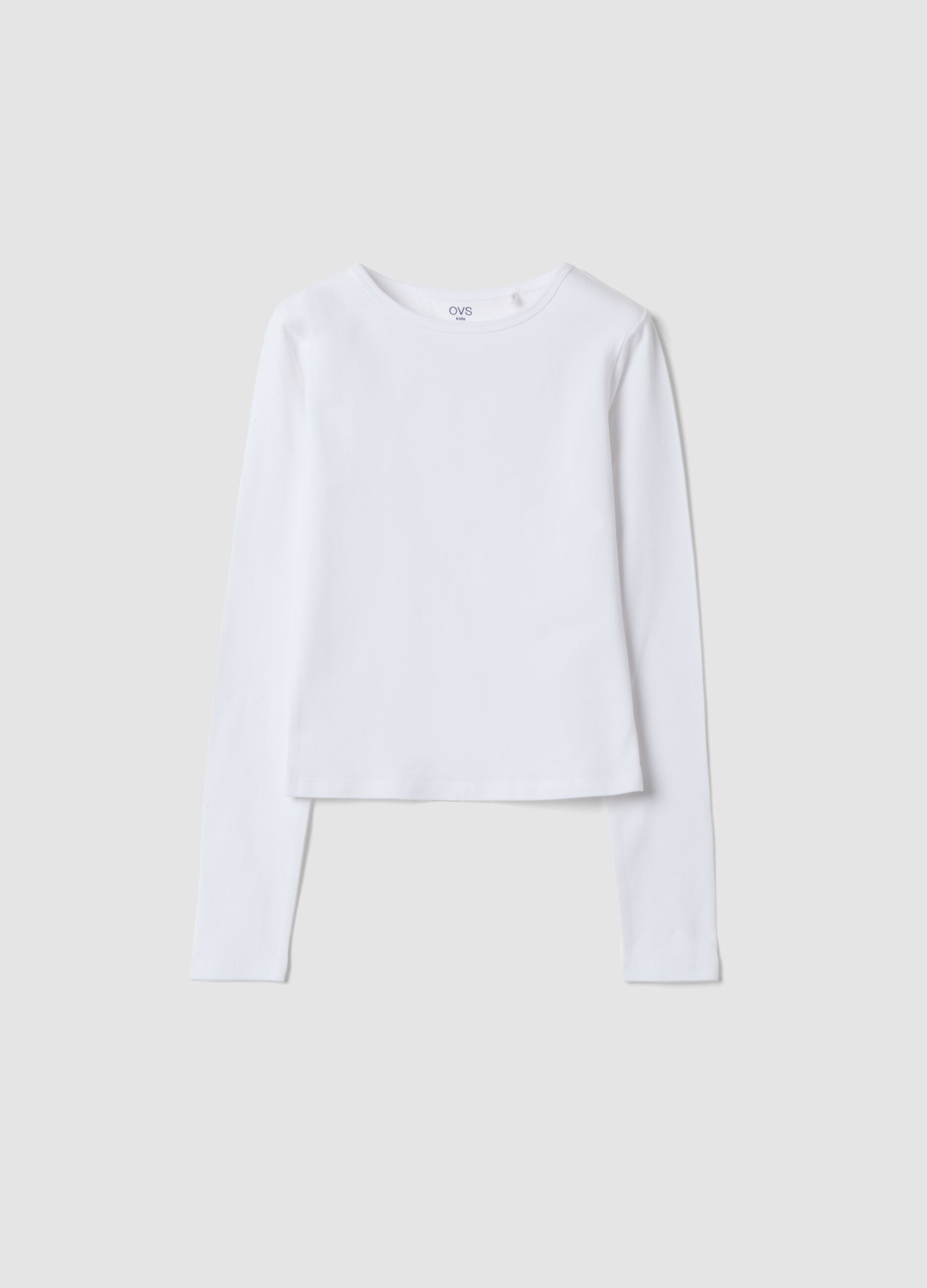 White slim-fit long-sleeve T-shirt in stretch organic cotton jersey