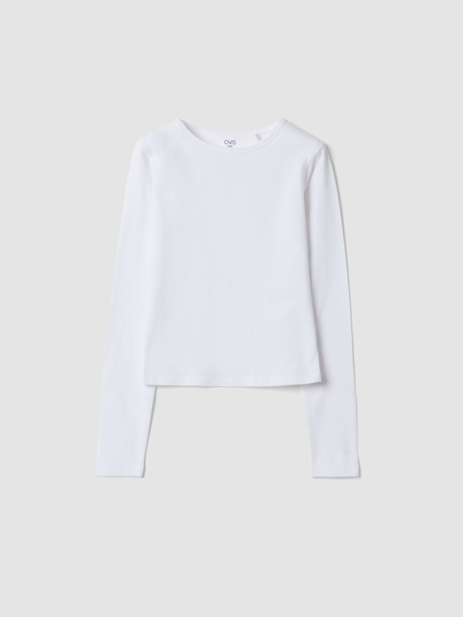 T-shirt bianca in jersey di cotone organico elasticizzato slim fit_0