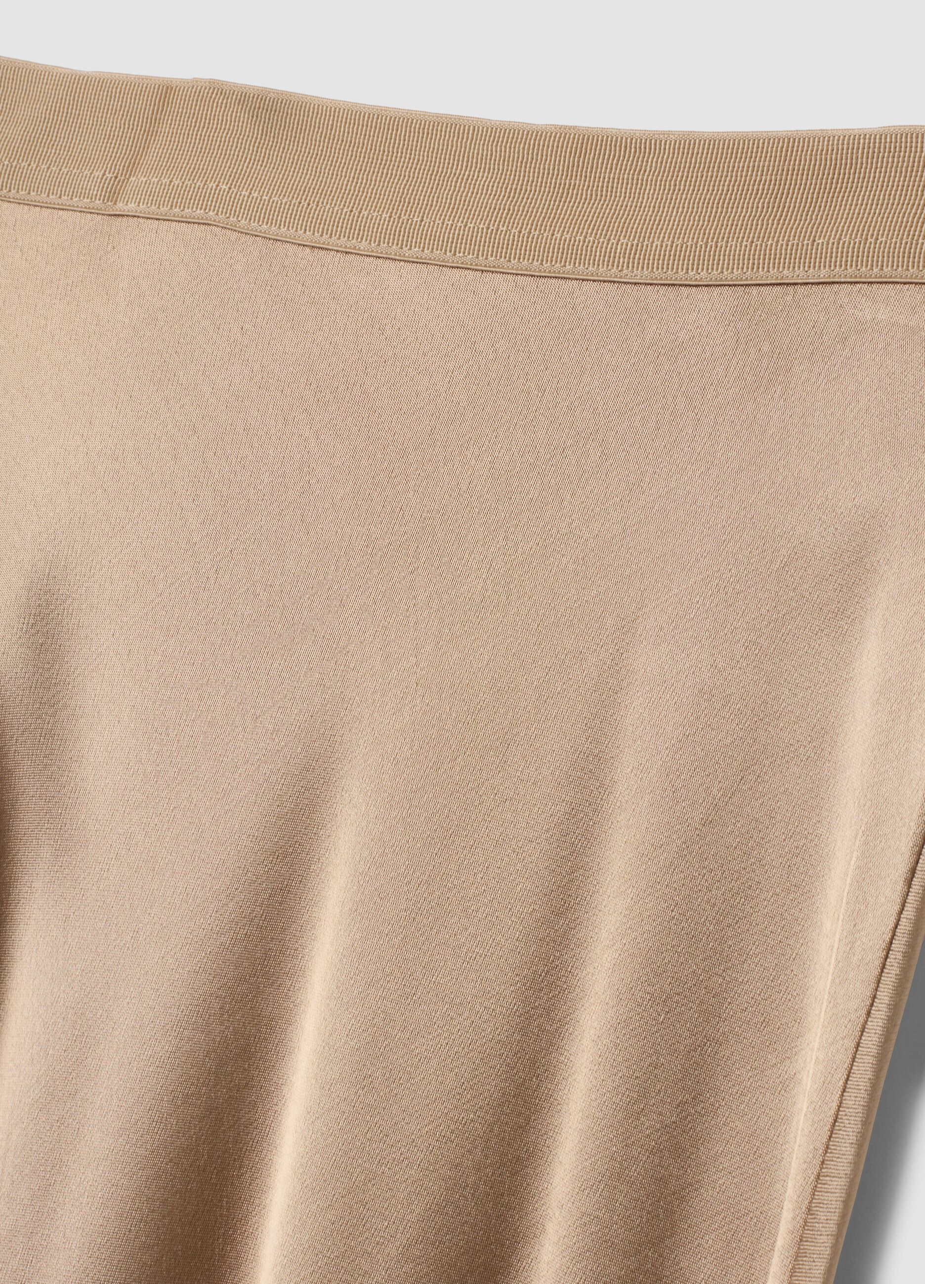 Long beige skirt in pure satin-look viscose