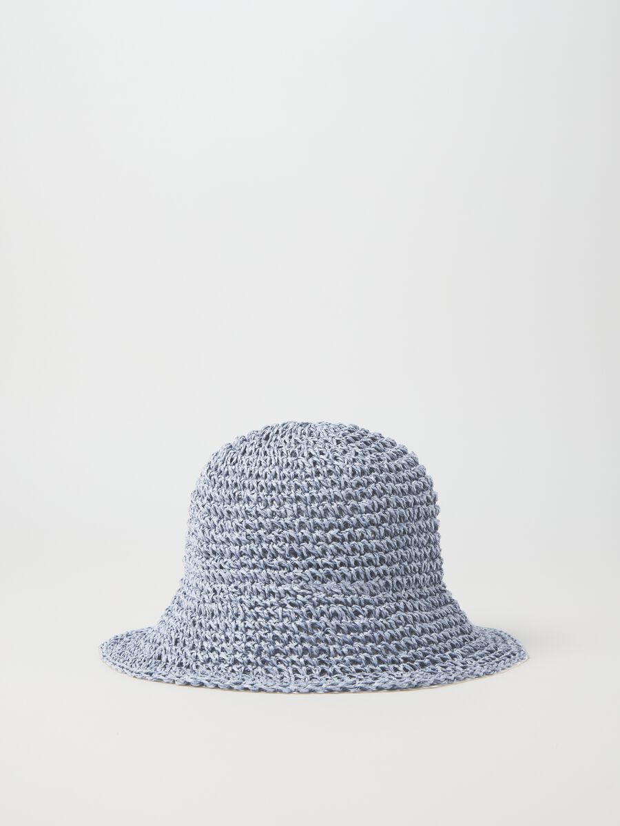 Women's pure textile paper hat in blue_0
