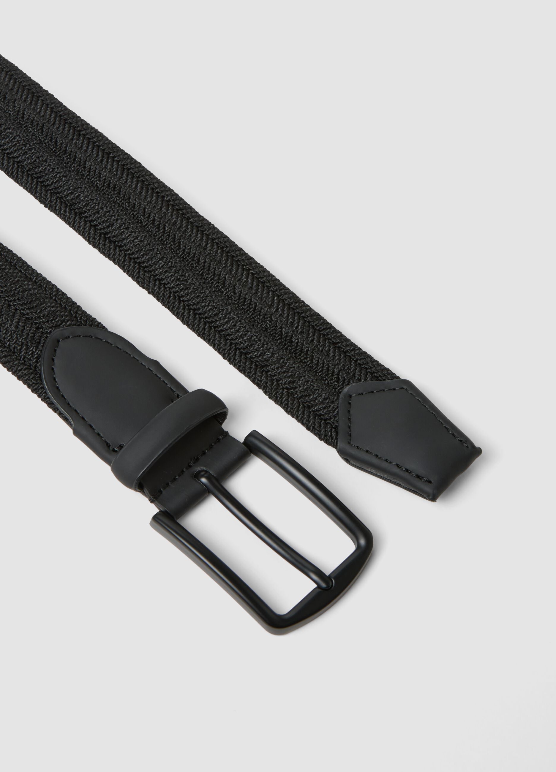 Braided black belt with matte buckle