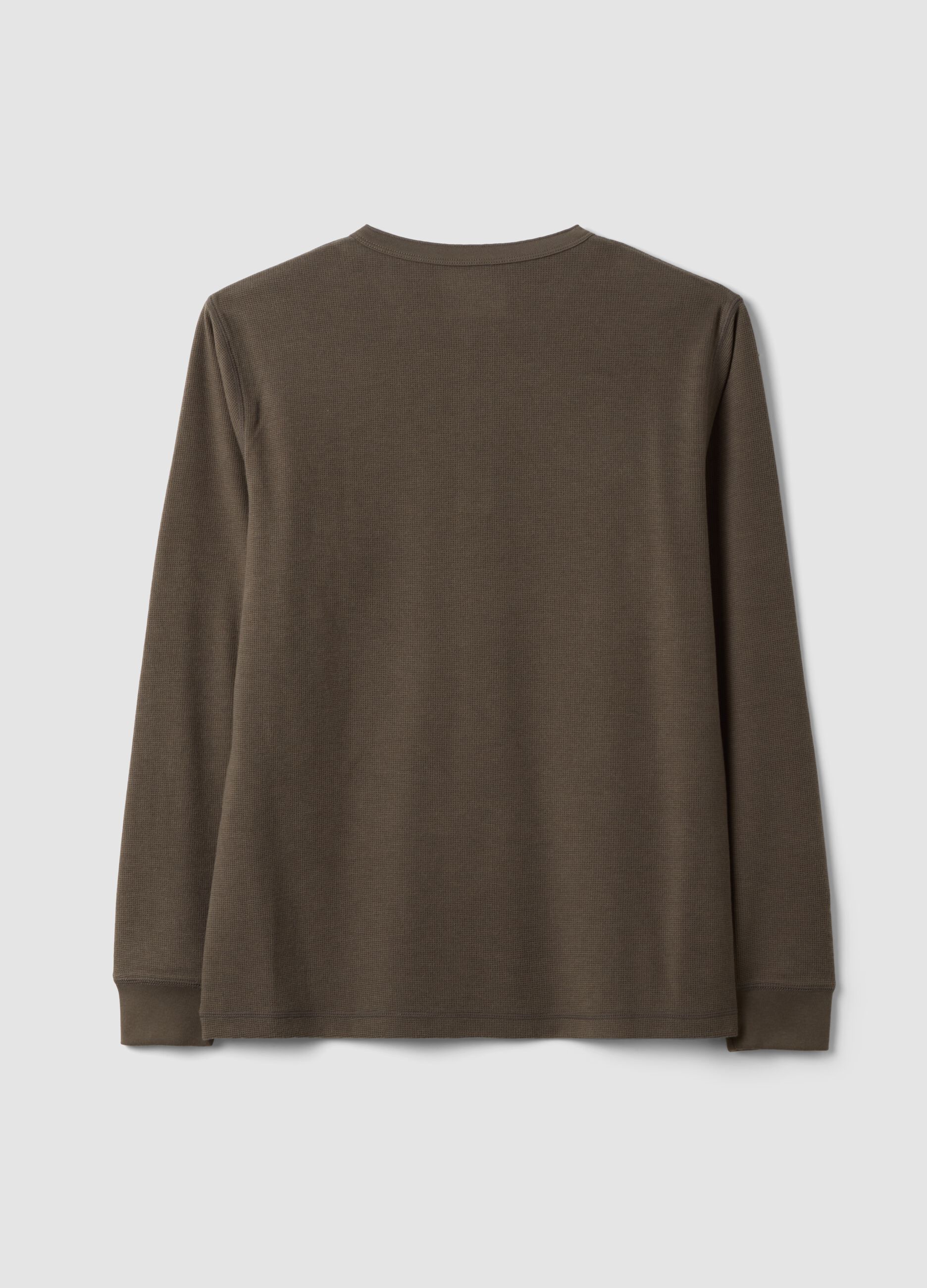 Brown honeycomb viscose-blend regular-fit T-shirt
