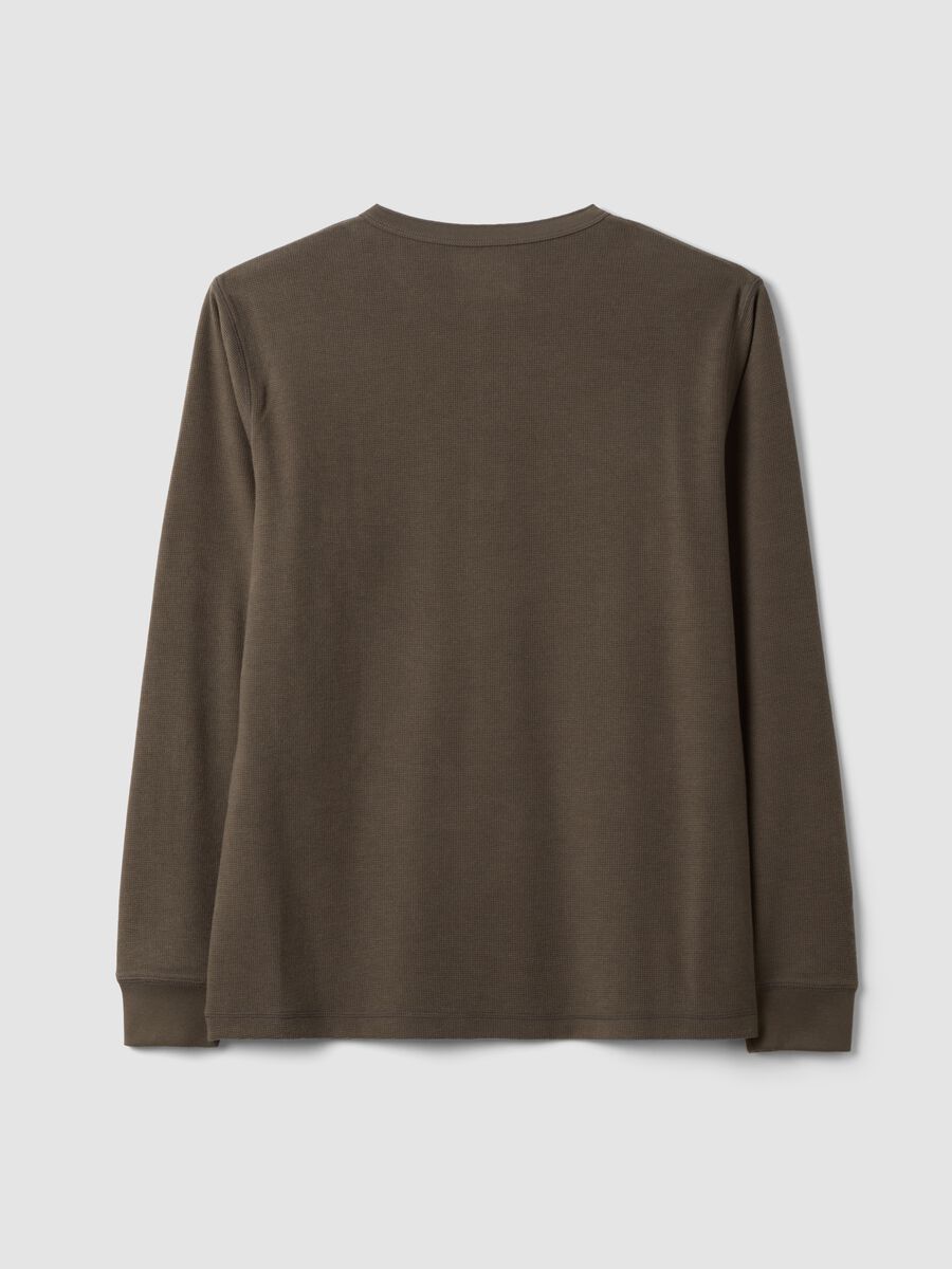 T-shirt marrone in misto viscosa a nido d'ape regular fit_2