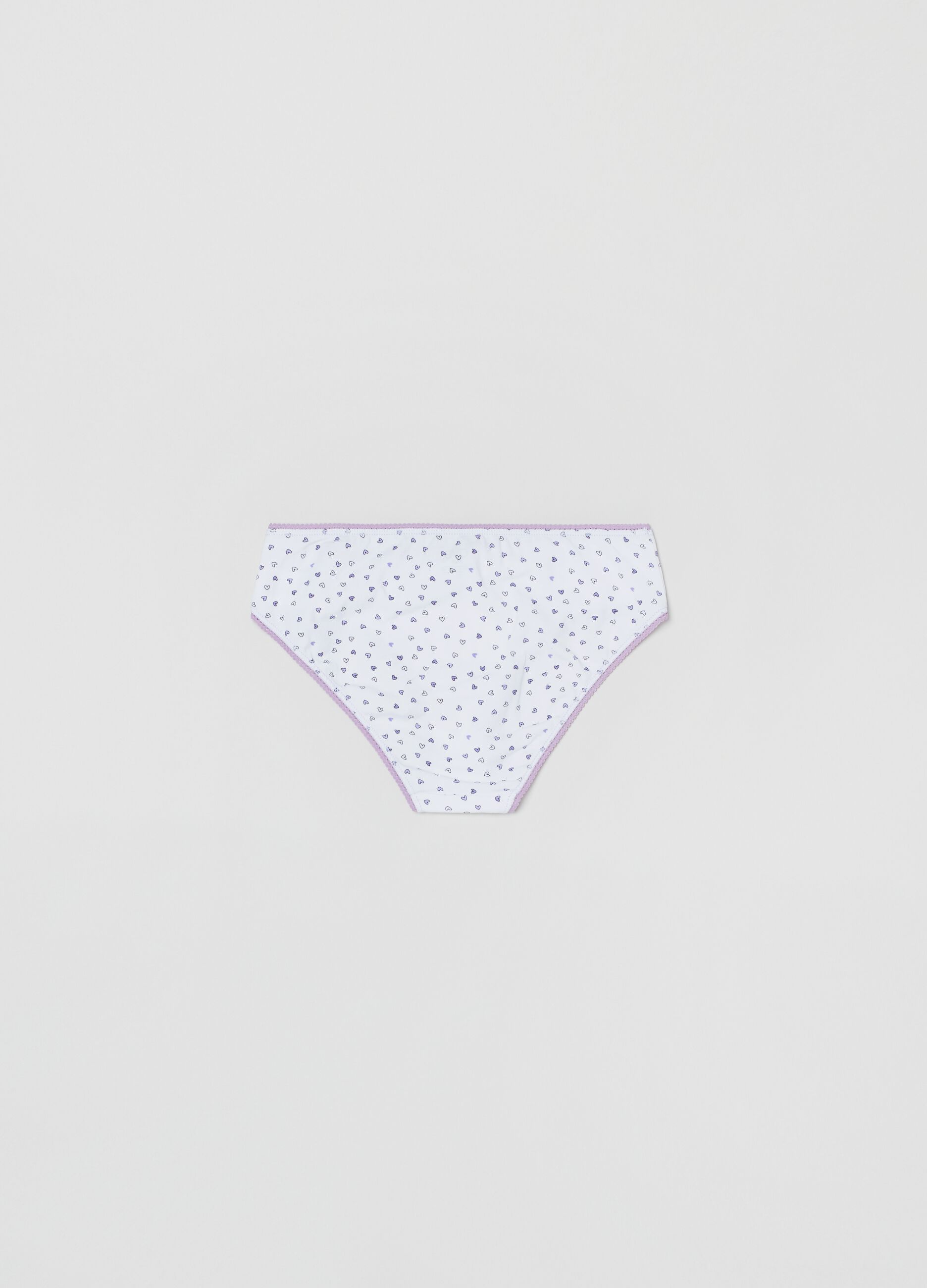 Briefs in stretch cotton with heart  print