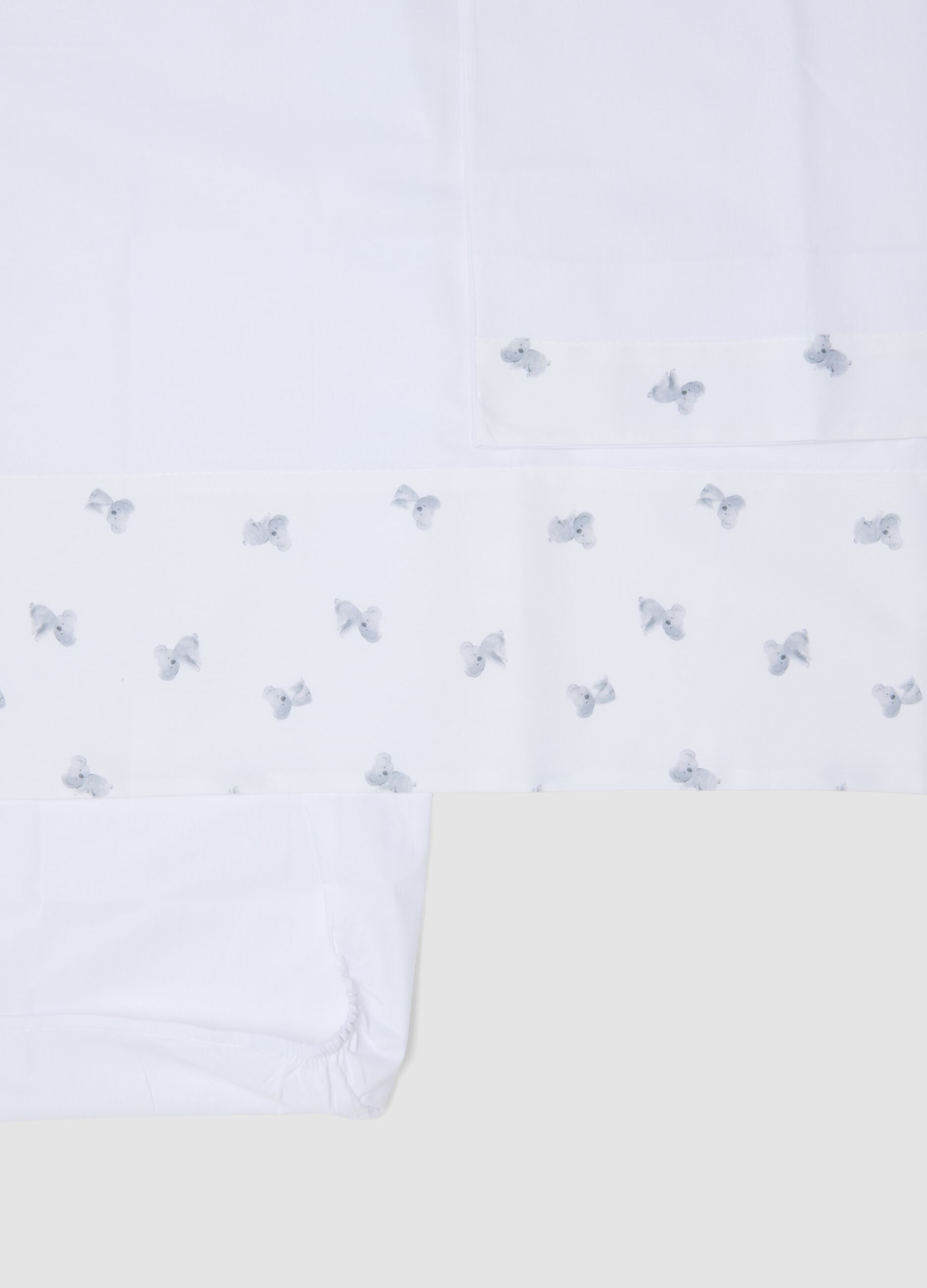 White pure cotton baby sheets with koala print