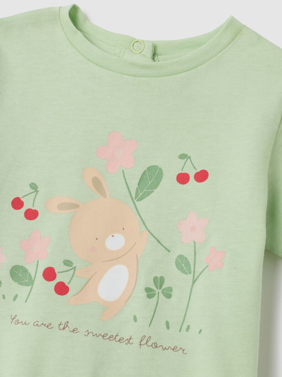 Girls' green pure cotton t-shirt regular fit with print_2